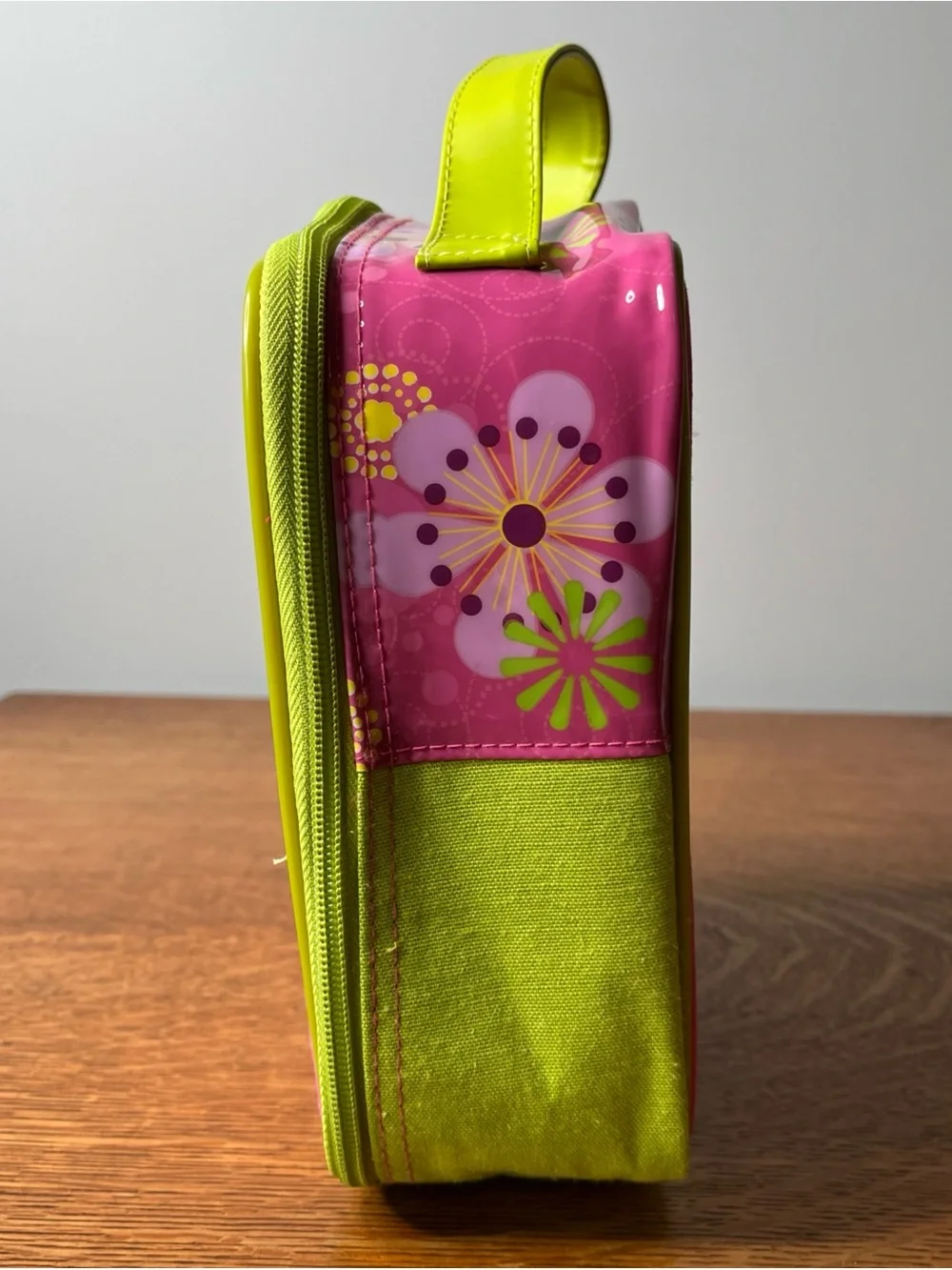 Vintage 2007 Polly Pocket Doll Carrying Case Storage Bag Pink Lime Green Floral